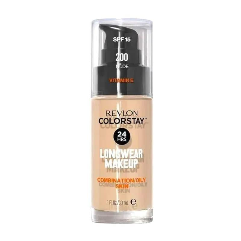 Base Líquida Colorstay 24 Horas Pele Mista à Oleosa FPS15 Nude 200 Revlon 30ml