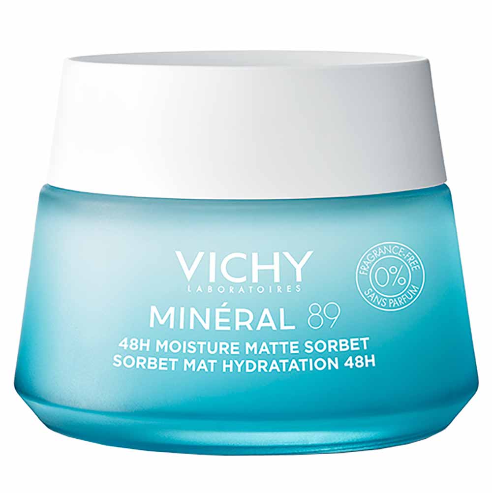 Gel Hidratação Facial Pele Oleosa e Mista Efeito Matte Vichy Minéral 89 Sorbet 48h