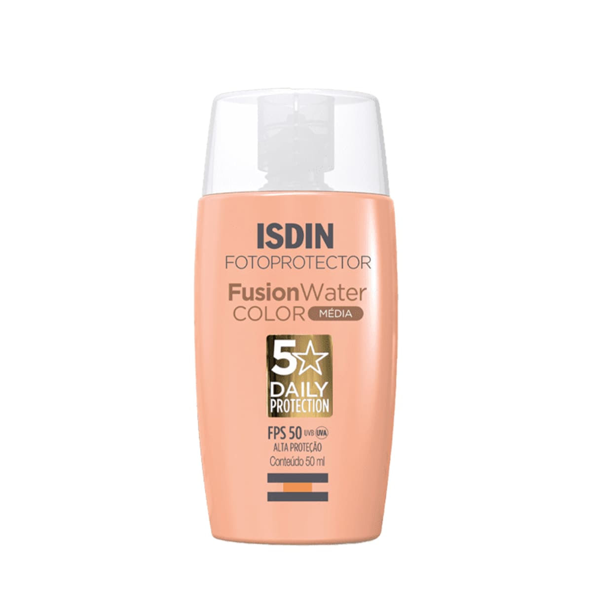 ISDIN Fusion Water 5 Stars FPS50 Color Média - Protetor Solar Facial com Cor 50ml