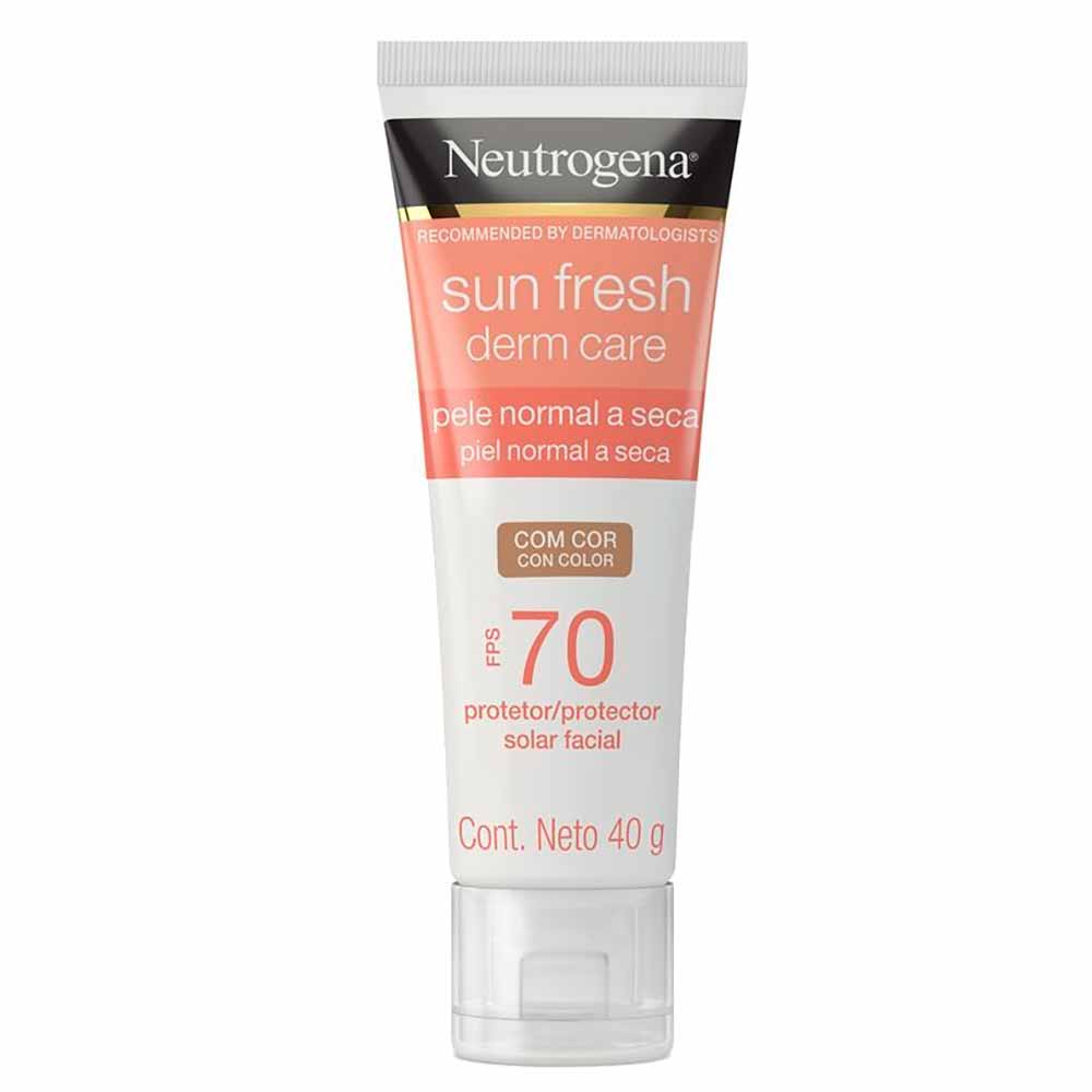 Protetor Solar Facial com Cor Neutrogena Sun Fresh Derm Care FPS70 – Pele Normal a Seca