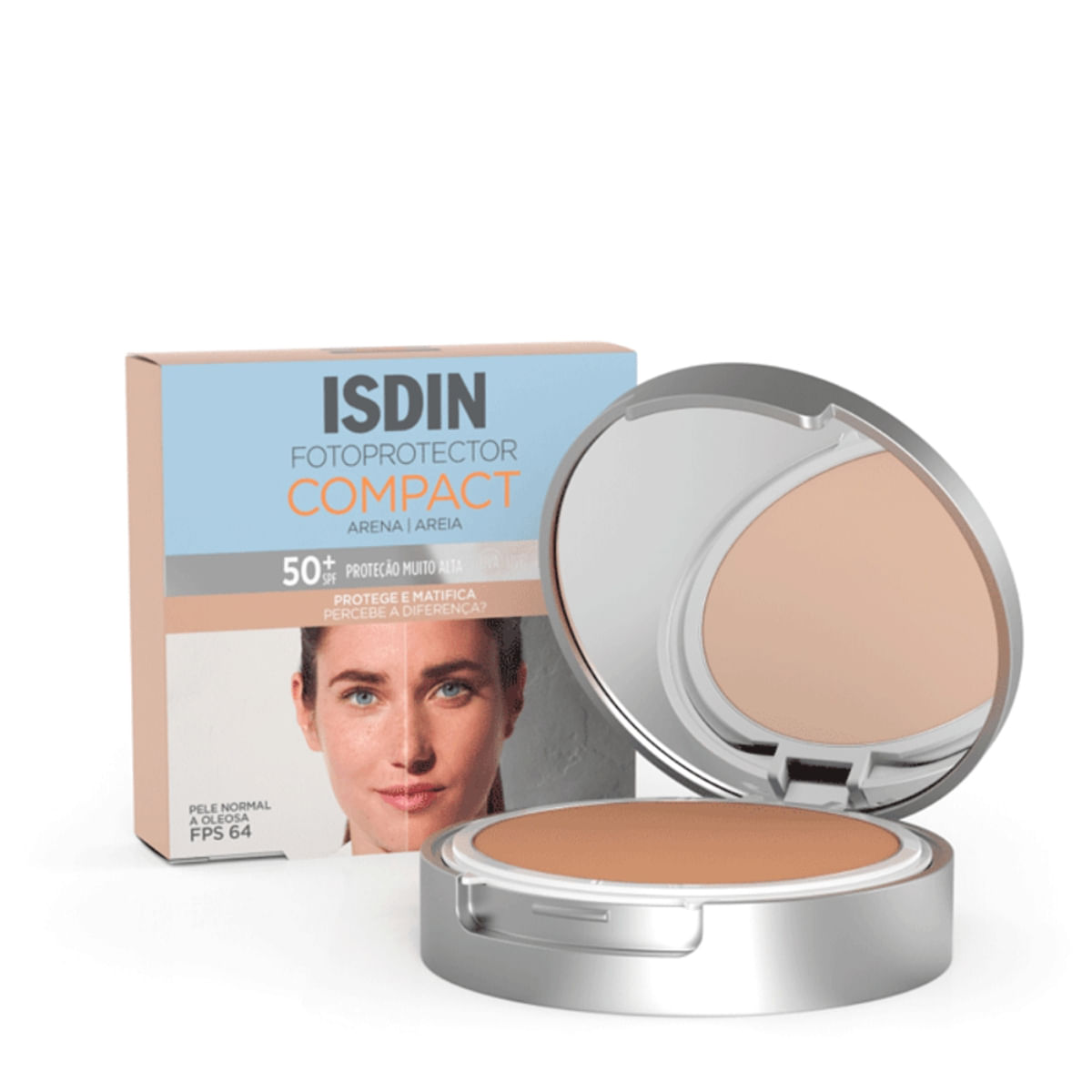 Protetor Solar Facial Isdin Compact FPS 50+ Areia Pó Compacto 10g