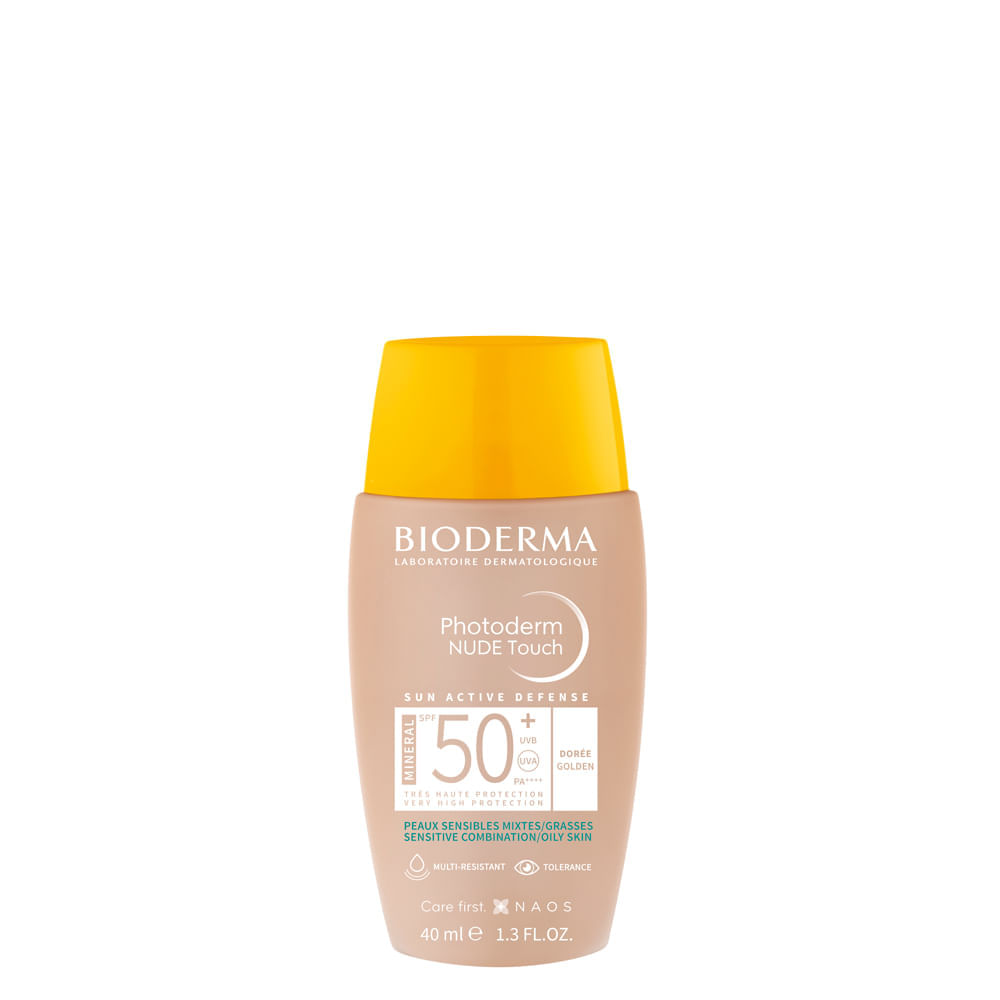 Protetor Solar Facial Matte FPS 50+ Bioderma Photoderm Nude Touch Dourado 40 ml Dourado