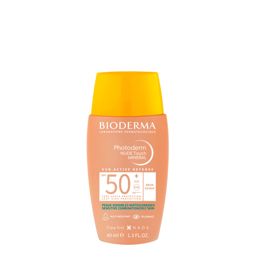 Protetor Solar Facial Natural Bioderma Photoderm Nude Touch Mineral FPS 50+ Escuro 40 ml Escuro