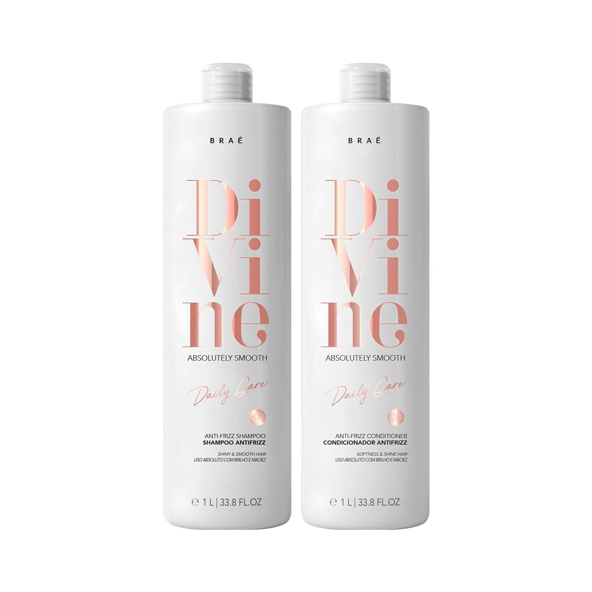 Shampoo e Condicionador BRAÉ Divine Anti-Frizz - 1L