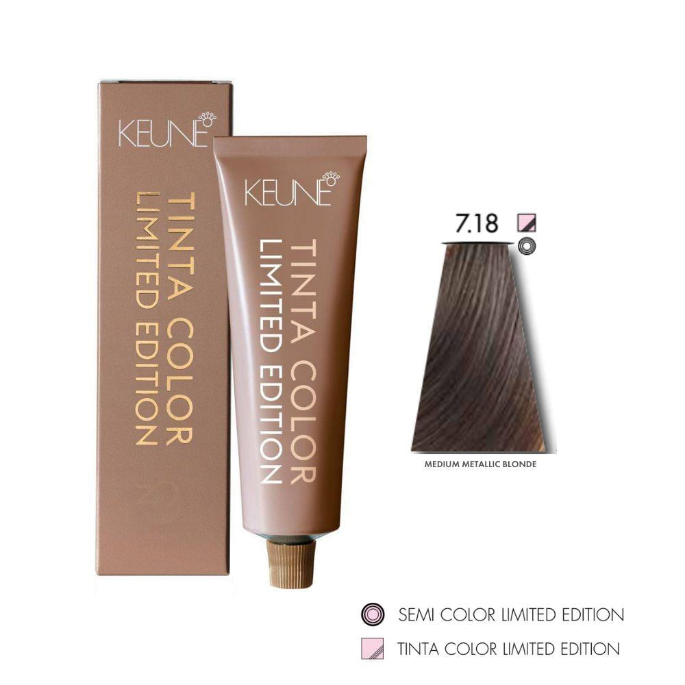 Tinta Limited Color Keune 7.18 Medium Metallic Blonde 60ml
