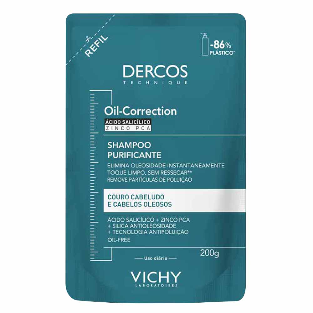 Vichy Dercos Oil-Correction Shampoo Purificante para Cabelos Oleosos Refil
