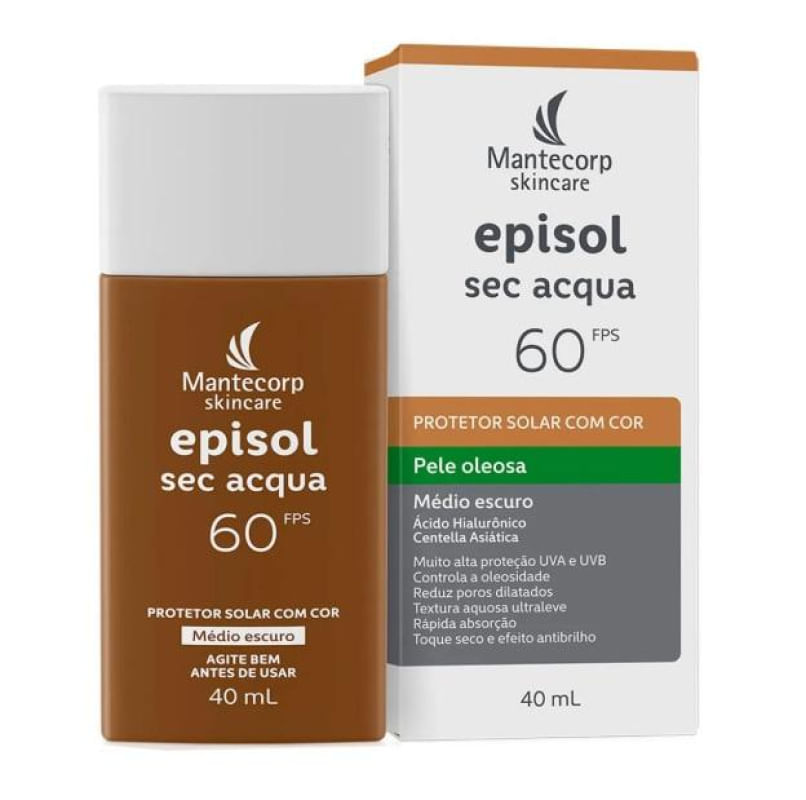 Episol Sec Acqua Protetor Solar FPS60 Médio Escuro Mantecorp 40ml