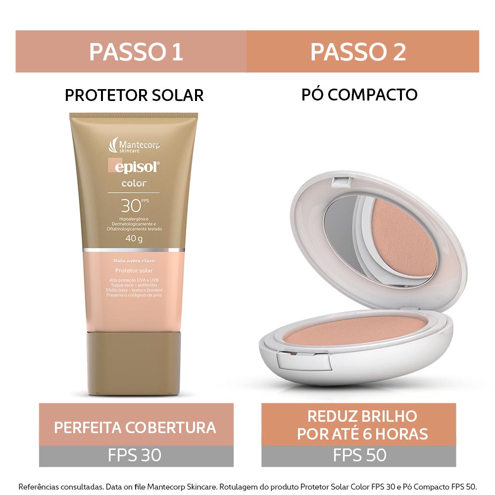 Protetor Solar Facial em Pó Compacto Mantecorp Skincare Episol Color FPS50
